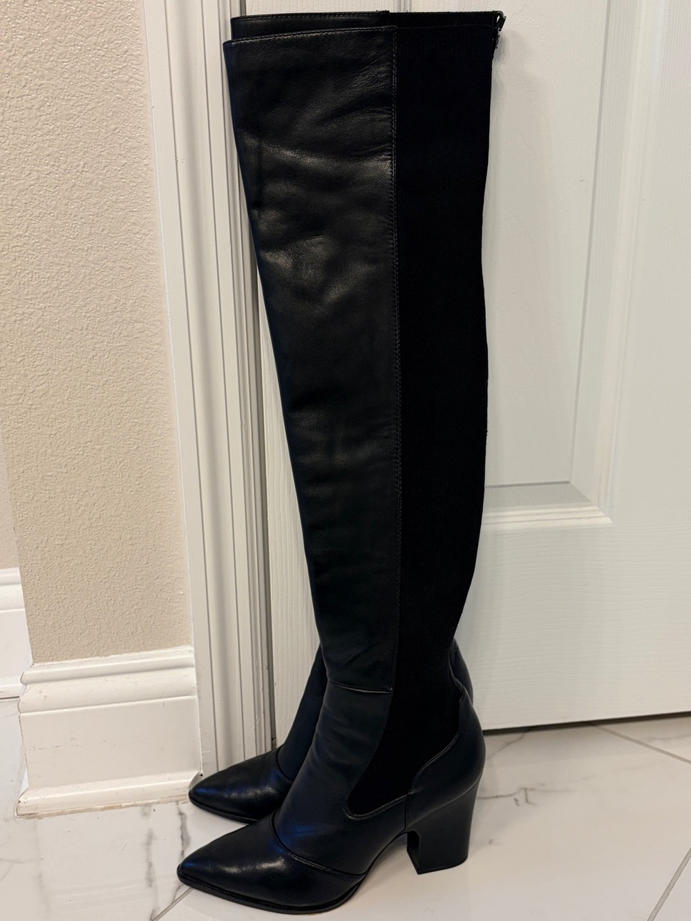 Sam Edelman Natasha Over The Knee Leather Boots Black 8